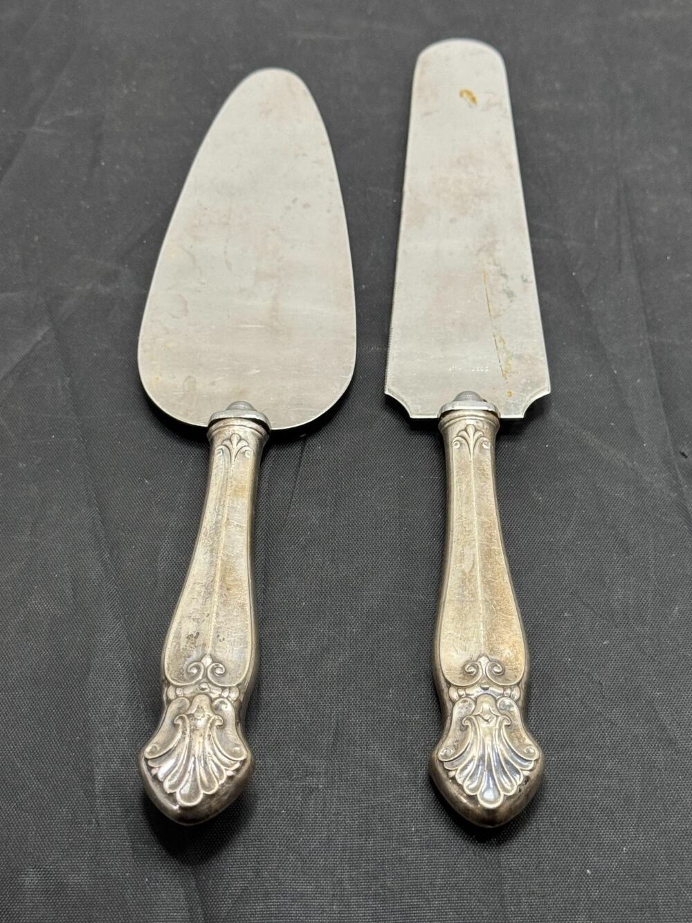Vtg Royal Family RZ1 Sterling Handle Stainless Cake Pie Pastry Server Set 2pc